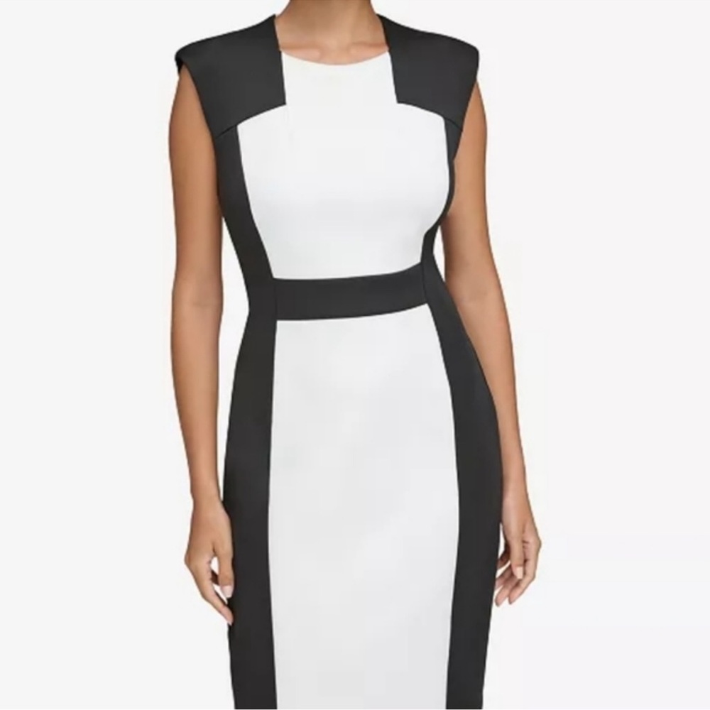Calvin Klein black and white color block sheath dress. Size 14
